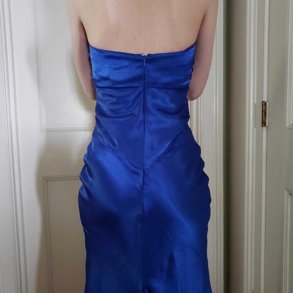 Blue strapless high low gown 1/2 - Picture 5 of 14